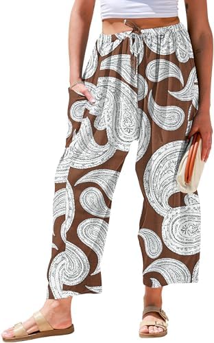 Womens Linen Wide Leg Pants Casual Loose Palazzo Harem Pants