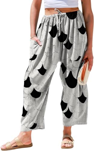 Womens Linen Wide Leg Pants Casual Loose Palazzo Harem Pants