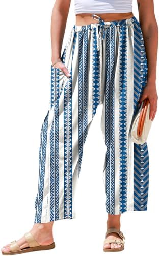 Womens Linen Wide Leg Pants Casual Loose Palazzo Harem Pants