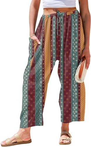 Womens Linen Wide Leg Pants Casual Loose Palazzo Harem Pants