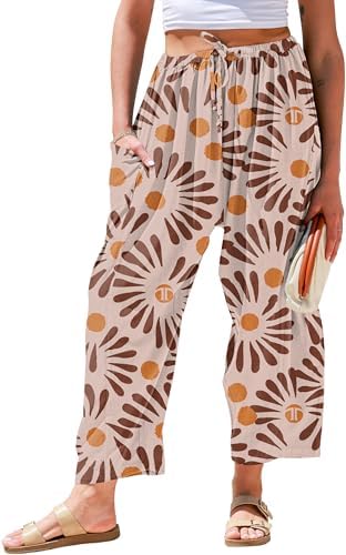 Womens Linen Wide Leg Pants Casual Loose Palazzo Harem Pants