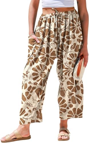 Womens Linen Wide Leg Pants Casual Loose Palazzo Harem Pants