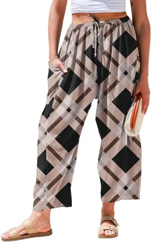 Womens Linen Wide Leg Pants Casual Loose Palazzo Harem Pants