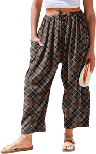 Womens Linen Wide Leg Pants Casual Loose Palazzo Harem Pants