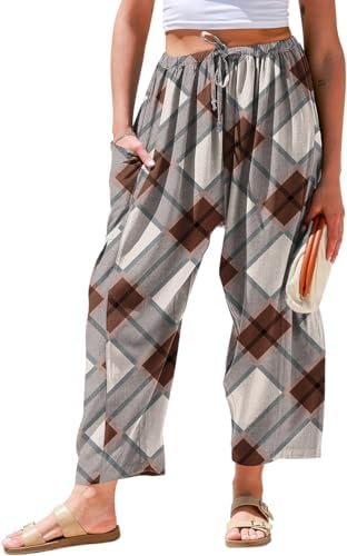 Womens Linen Wide Leg Pants Casual Loose Palazzo Harem Pants