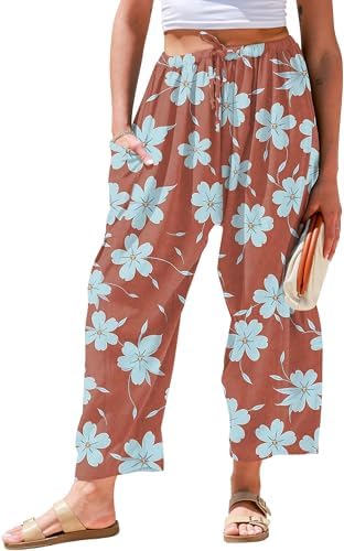 Womens Linen Wide Leg Pants Casual Loose Palazzo Harem Pants