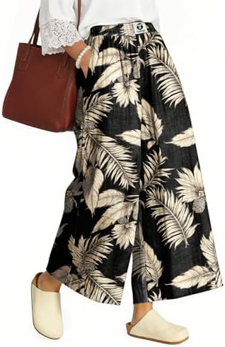 Women's Linen Wide Leg Pants High Waisted Casual Palazzo Pants