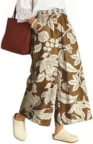 Women's Linen Wide Leg Pants High Waisted Casual Palazzo Pants