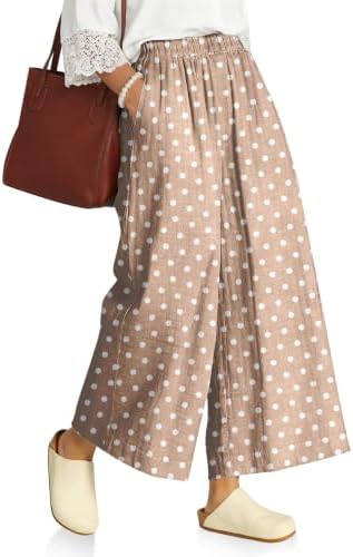 Women's Linen Wide Leg Pants High Waisted Casual Palazzo Pants