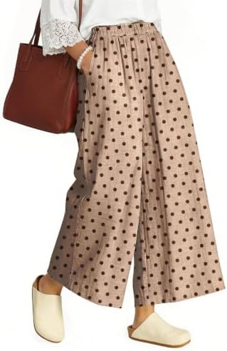 Women's Linen Wide Leg Pants High Waisted Casual Palazzo Pants