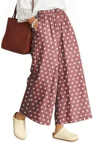 Women's Linen Wide Leg Pants High Waisted Casual Palazzo Pants