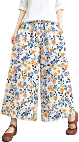 Women's Linen Wide Leg Pants High Waisted Casual Palazzo Pants