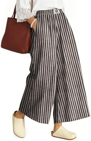 Women's Linen Wide Leg Pants High Waisted Casual Palazzo Pants