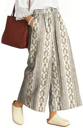 Women's Linen Wide Leg Pants High Waisted Casual Palazzo Pants