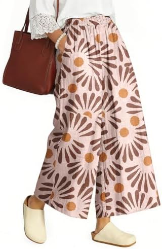 Women's Linen Wide Leg Pants High Waisted Casual Palazzo Pants