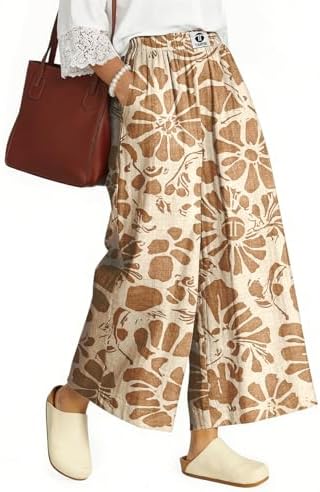 Women's Linen Wide Leg Pants High Waisted Casual Palazzo Pants
