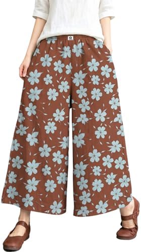 Women's Linen Wide Leg Pants High Waisted Casual Palazzo Pants