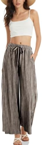Women's Linen Wide Leg Pants with Pockets