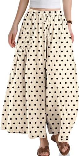 Womens Linen Wide Leg Pants with Pockets