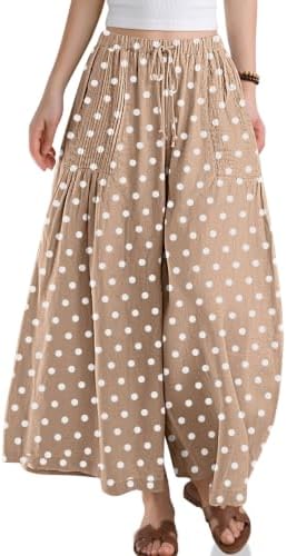 Womens Linen Wide Leg Pants with Pockets