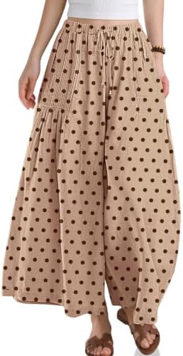 Womens Linen Wide Leg Pants with Pockets