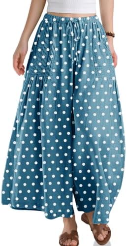 Womens Linen Wide Leg Pants with Pockets