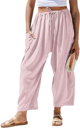 Womens Linen Wide Leg Striped Pants Casual Barrel Palazzo Harem Pants