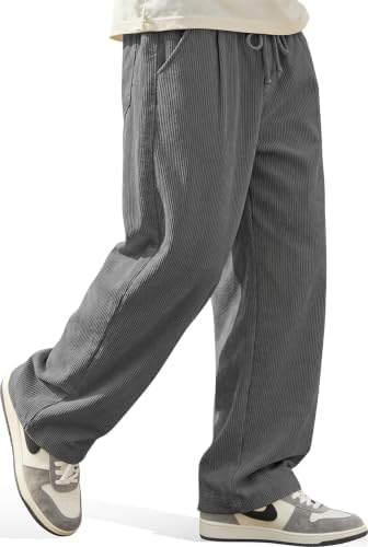 Men��s Corduroy Pants Casual Baggy Wide Leg Pants