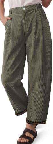 Women's Straight Leg Corduroy Harem Pants ArmyGreen