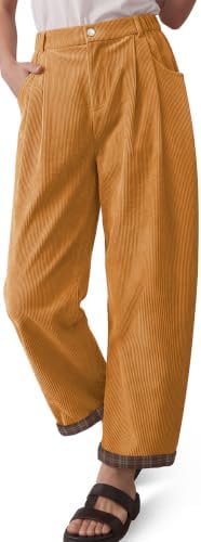 Women's Straight Leg Corduroy Harem Pants Dark Yellow