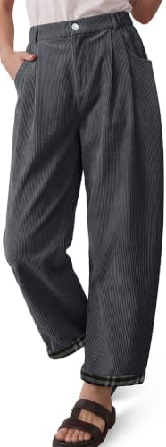 Women's Straight Leg Corduroy Harem Pants Darkgray
