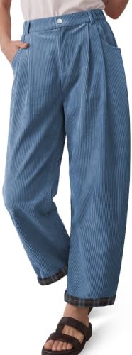 Women's Straight Leg Corduroy Harem Pants Gray Blue