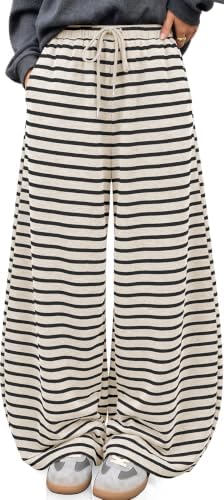 Women's Striped Barrel Pants Wide Leg Lounge Pants