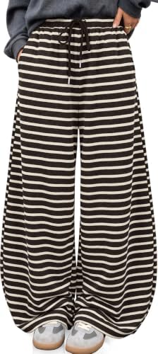 Women's Striped Barrel Pants Wide Leg Lounge Pants