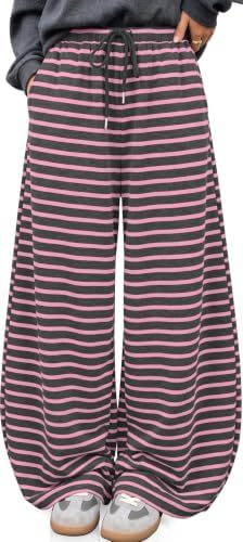 Women's Striped Barrel Pants Wide Leg Lounge Pants