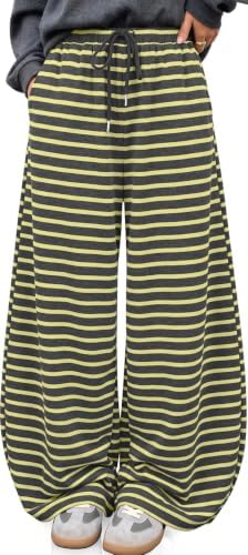Women's Striped Barrel Pants Wide Leg Lounge Pants