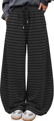 Women's Striped Barrel Pants Wide Leg Lounge Pants