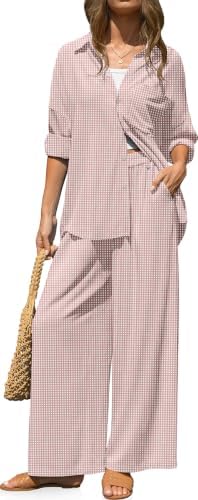 Womens Striped Linen 2 Piece Outfits Casual Lounge Sets