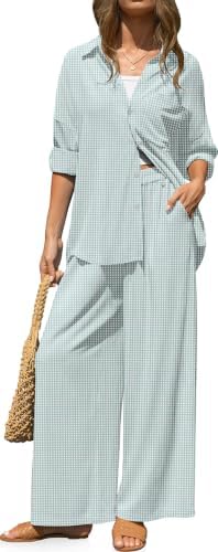 Womens Striped Linen 2 Piece Outfits Casual Lounge Sets