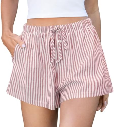 Striped Shorts for Women Pajama Sleep Boxer Shorts 2026 Summer Casual