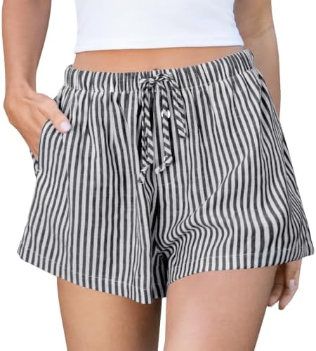 Striped Shorts for Women Pajama Sleep Boxer Shorts 2026 Summer Casual