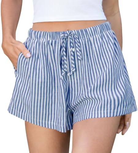 Striped Shorts for Women Pajama Sleep Boxer Shorts 2026 Summer Casual