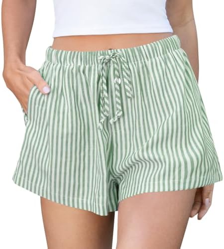 Striped Shorts for Women Pajama Sleep Boxer Shorts 2026 Summer Casual