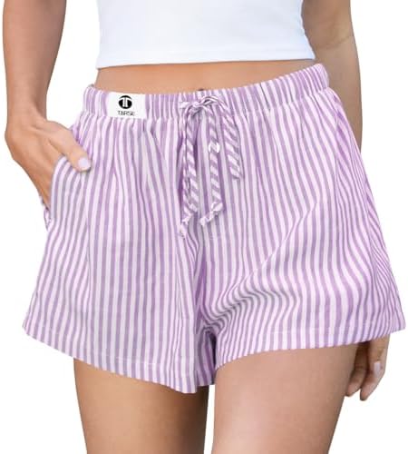 Striped Shorts for Women Pajama Sleep Boxer Shorts 2026 Summer Casual