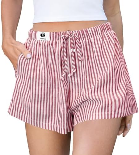 Striped Shorts for Women Pajama Sleep Boxer Shorts 2026 Summer Casual