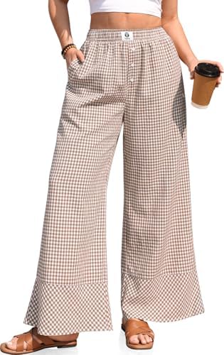 Women's Striped Wide Leg Pants High Waisted Palazzo Trousers