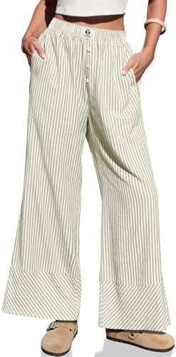Women's Striped Wide Leg Pants High Waisted Palazzo Trousers