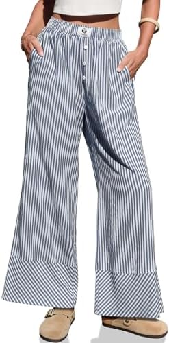 Women's Striped Wide Leg Pants High Waisted Palazzo Trousers