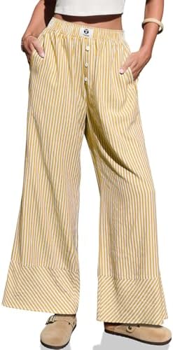 Women's Striped Wide Leg Pants High Waisted Palazzo Trousers