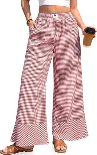 Women's Striped Wide Leg Pants High Waisted Palazzo Trousers